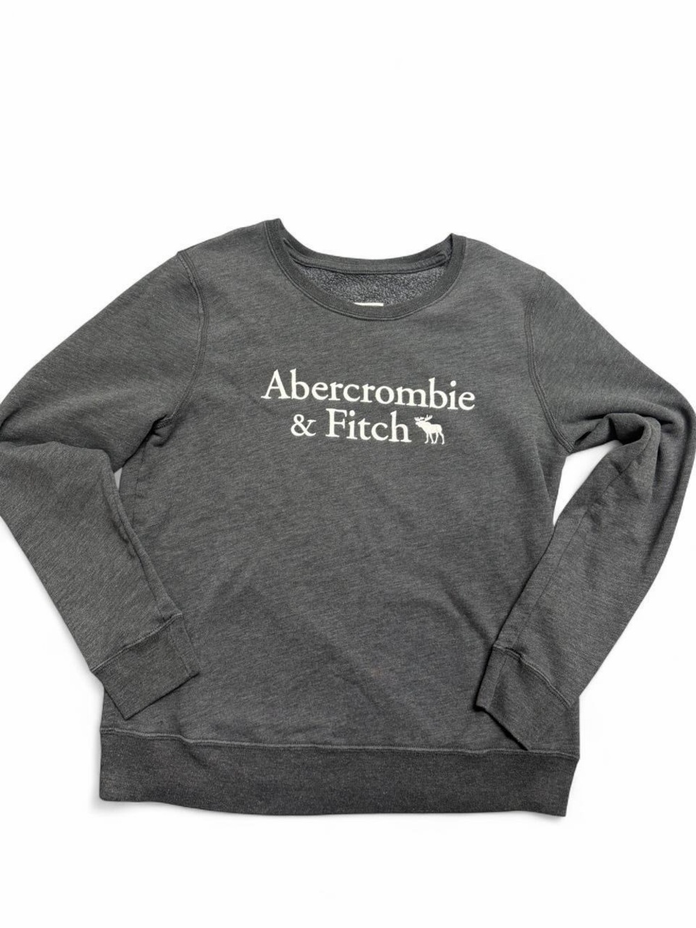 Abercrombie & Fitch Charcoal Gray Logo Crewneck Sweatshirt